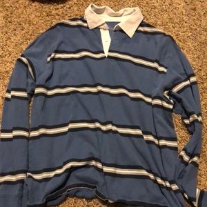 Blue and white Consensus polo shirt, size XXL